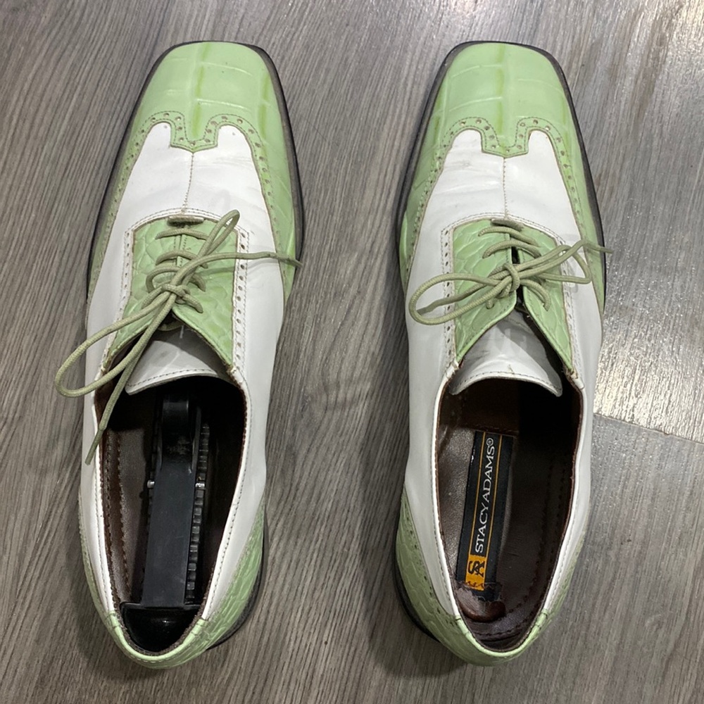 9 Stacy Adams mint green leather men shoes loafers